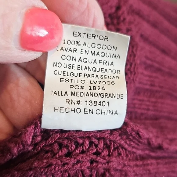 L Love Women's Burgundy Cable Knit Long Cardigan - Picture 6 of 7